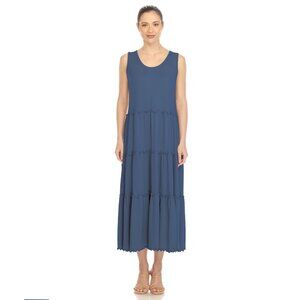 White Mark Women's Scoop Neck Tiered Midi Dress Size 3X
